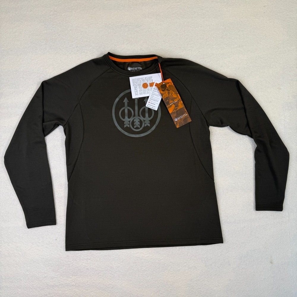 NWT Beretta Ortles Men's Medium Green Long Sleeve Performance T-Shirt Quick Dry